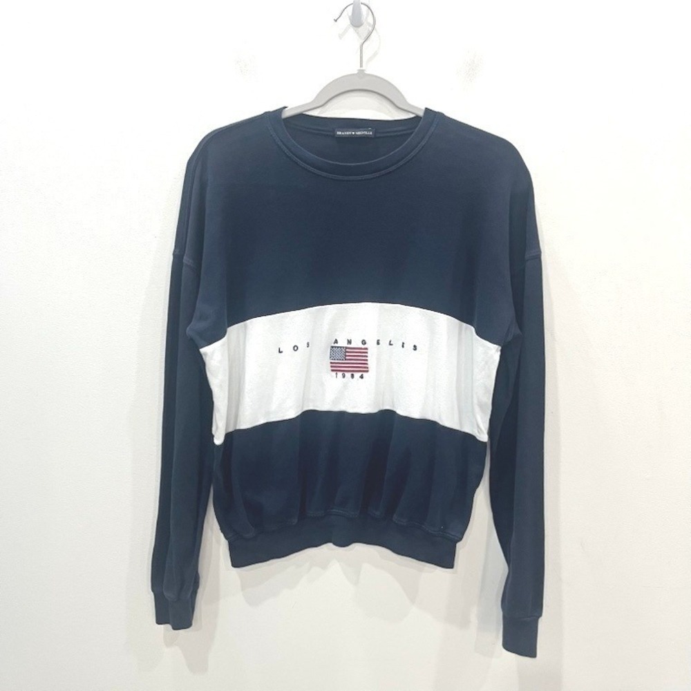 Brandy Melville John Galt Los Angeles 1984 Flag Colorblock Crewneck Sweatshirt